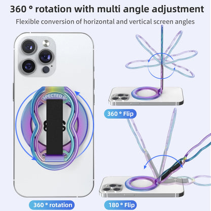 RESPECTED-BRO-Magnetic-Phone-Grip-Stand-with-Finger-Strap, 4-in-1 Magnetic Ring Holder, Kickstand and Elastic Strap for Phones, Universal Fit for iPhone 17/16/15/14/13/12, Android and Cases (Colorful)