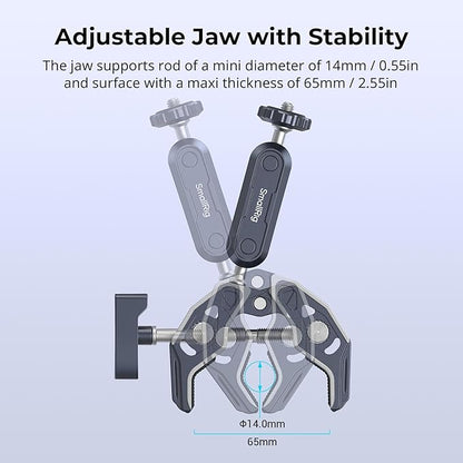 SMALLRIG Camera Mount Clamp 2-Pack, Ballhead Magic Arm with Adapter for GoPro, Camera Monitor Mount, Super Clamp for DSLR/Stabilizer - 5529