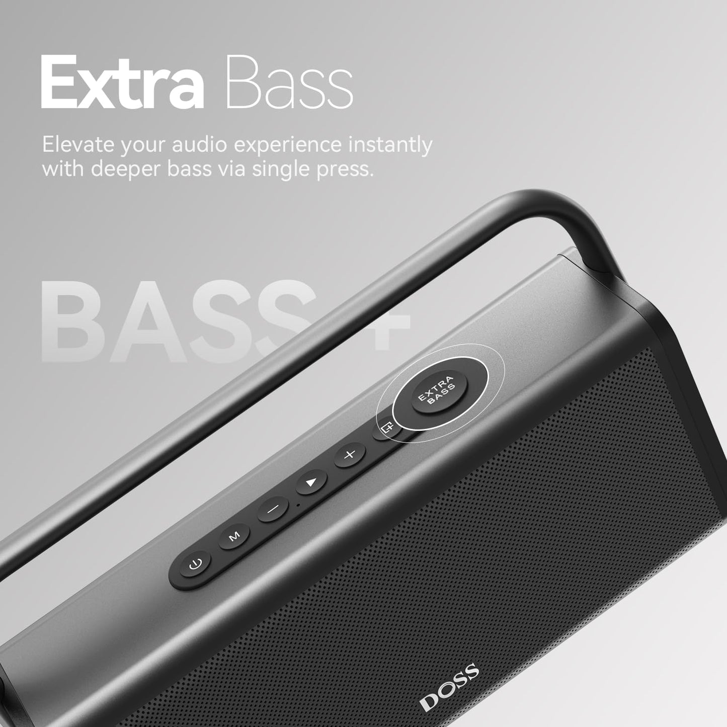 DOSS SoundBox XL Pro Bluetooth Speaker with 50W Powerful Stereo Sound, Extra Bass,16H Playtime, Integrated Metal Body, Aluminum Alloy Handle, Portable for Home, Office, Backyard, Camping