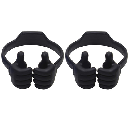 Honsky Cell Phone Stand Holder 2-Pack,Thumbs Up Lazy Phone Stand,Universal Adjustable Flexible Dock for All Phones & Tablets,Cute Perfect Valentine's Day Gifts for Him/Her,Gifts for Couples,Black