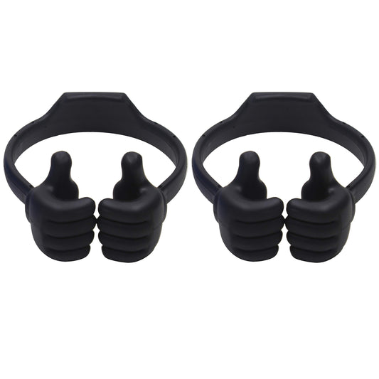 Honsky Cell Phone Stand Holder 2-Pack,Thumbs Up Lazy Phone Stand,Universal Adjustable Flexible Dock for All Phones & Tablets,Cute Perfect Valentine's Day Gifts for Him/Her,Gifts for Couples,Black