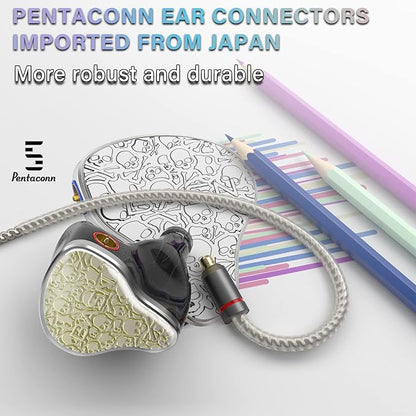 BASN Bmaster5 in Ear Monitors, 1DLC Diaphragm+4BA 5 Drivers IEM Earphones with Silver-Plated OFC Cable, Noise Isolation Wired Earbuds for Musicians (Starlight Gold)