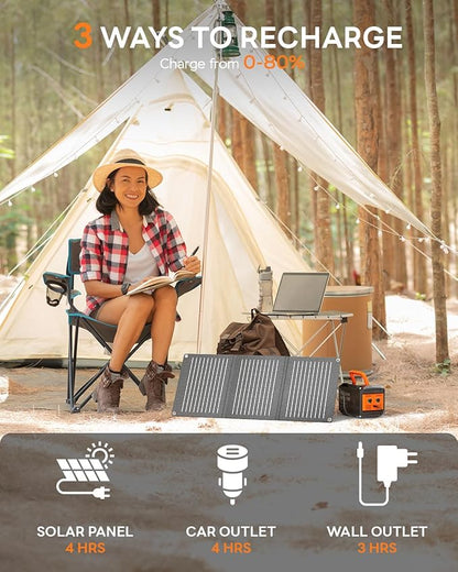 MARBERO 88.8Wh Portable Power Station Backup Lithium Battery Solar Generator 150W Max AC & 30W USB-C Output for Camping Hiking RV Off-Grid Living CPAP Home Outage Emergency (Solar Panel Optional)