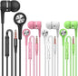 YNR 4 Pairs Wired Earbuds with Microphone & Volume Control, in Ear Earphones for School, Noise Islating High Definition, for 3.5mm Jack iPhone iPad iPod Samsung Google Devices (A12-4)