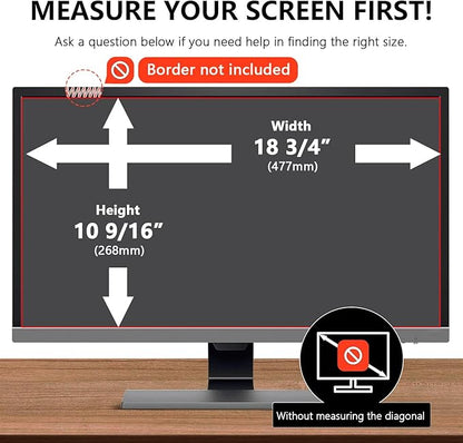 【2-Pack】 21.5 Inch Computer Privacy Screen for 16:9 Monitors with Anti-Spy Anti-Glare Filter, Blue Light Blocking & Eye Protection, Removable Anti-Scratch HD Clarity Screen Protector