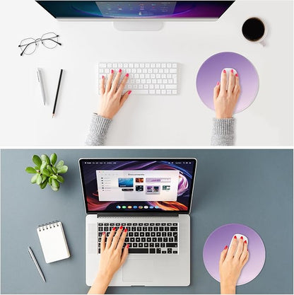 ITNRSIIET Mouse Pad Non-Slip Rubber Base Smooth Surface Stitched Edges Waterproof Durable Compatible with All Mice for Office & Gaming, Desk Accessory, Diameter 8.7 inch, Lavender Gradient