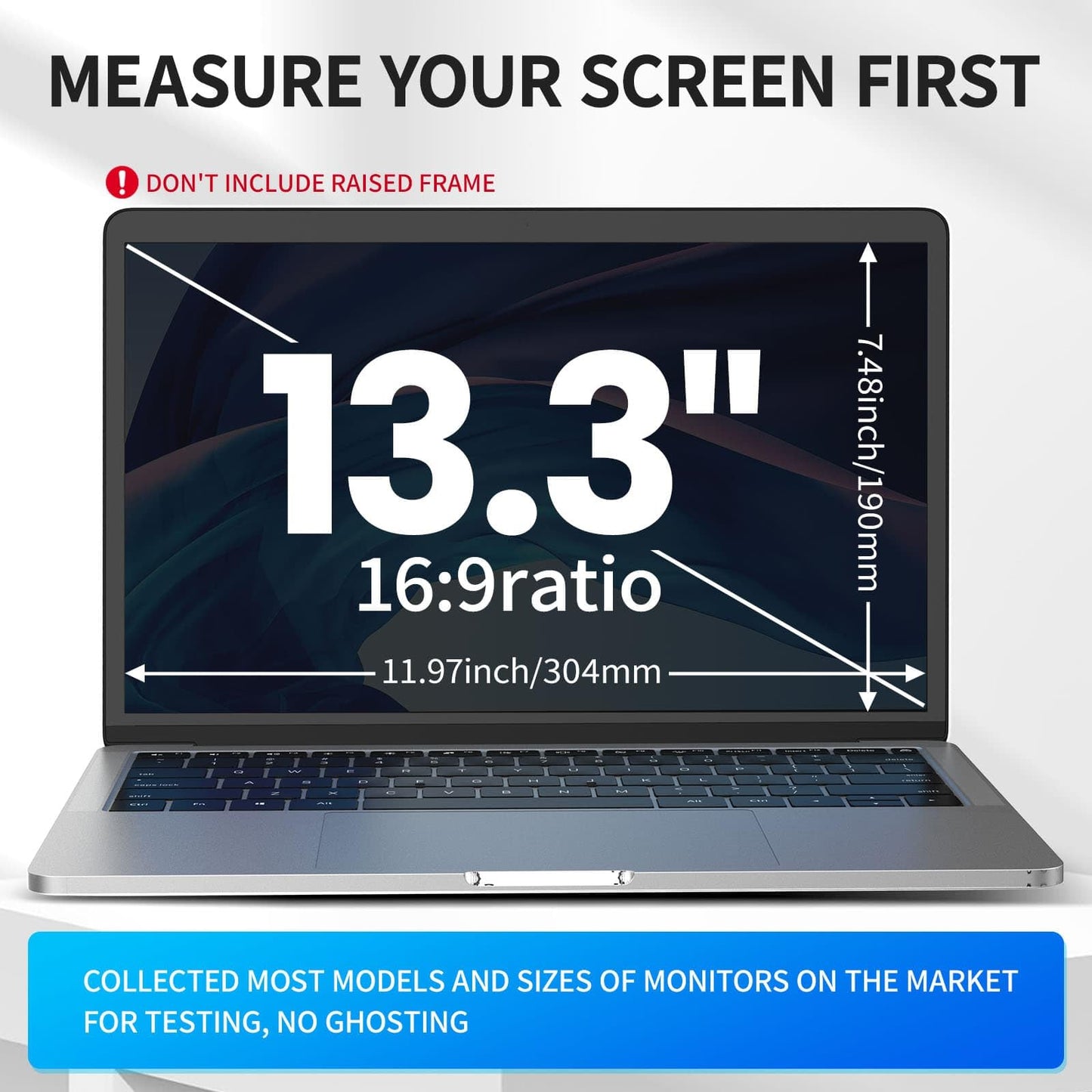 GUDTEKE Laptop Privacy Screen 13.3 inch, 9H Hanging Privacy Screen for Laptop for 16:9, Acrylic HD Eye Protection Anti Glare Blue Light Laptop Screen Privacy Filter