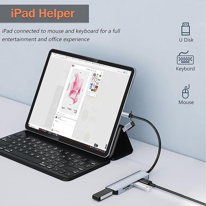 VIENON 5 in 1 Aluminum USB-C Hub with Memory Card Reader and 3 USB 3.0 Ports, for PC, Laptops, MacBook Pro/Air, iMac Pro, Surface and Tablet