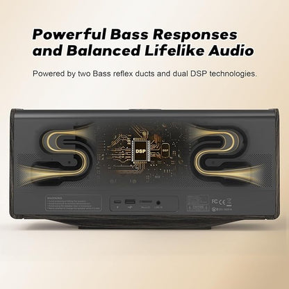 DOSS SoundBox Ultra Bluetooth Speaker with 2.1 Channel Audio, 80W Superior Sound with Deep Bass, Two DSP Technologies, 18H Playtime, BT 5.3, Wireless for Home, Office, Room-Black