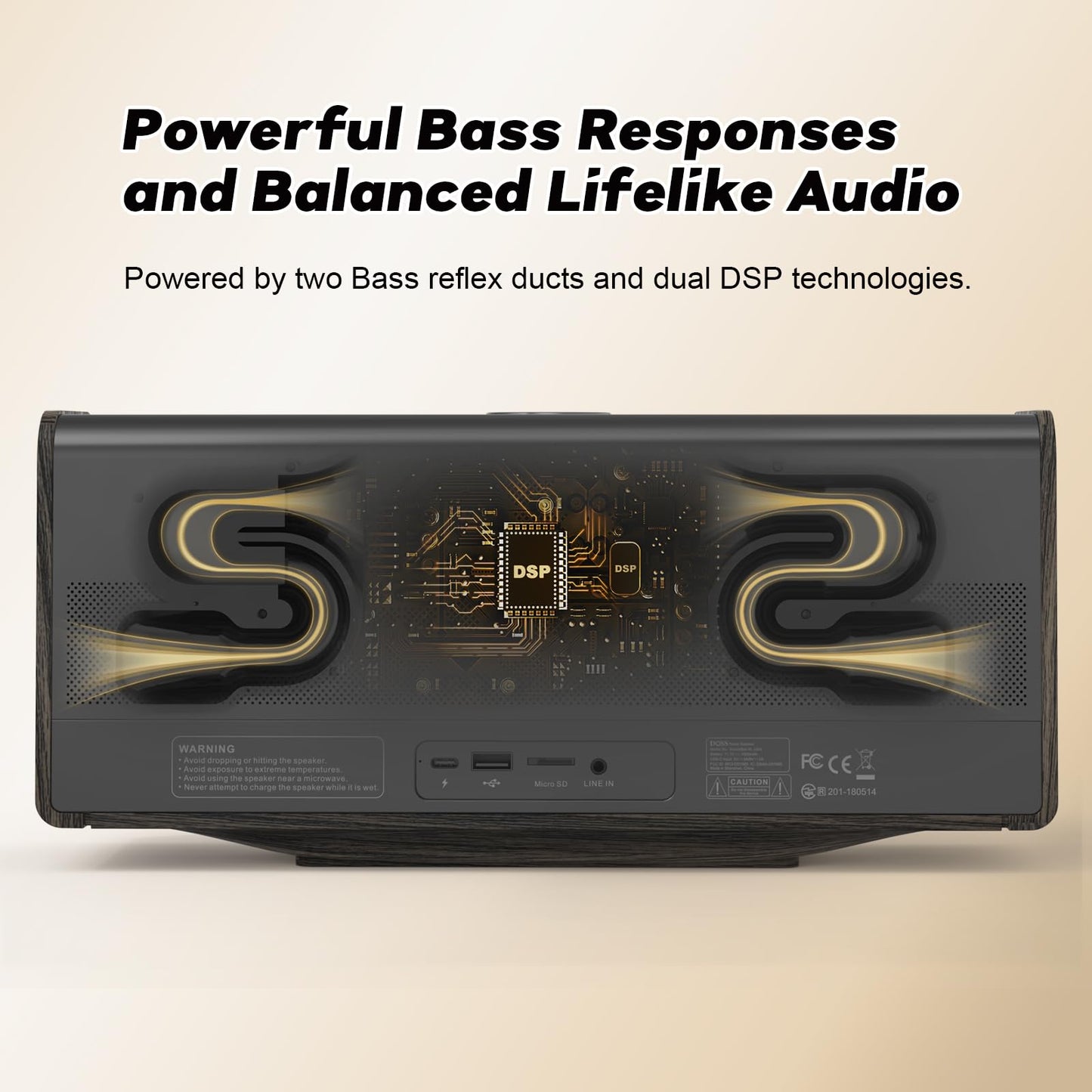 DOSS SoundBox Ultra Bluetooth Speaker with 2.1 Channel Audio, 80W Superior Sound with Deep Bass, Two DSP Technologies, 18H Playtime, BT 5.3, Wireless for Home, Office, Livingroom-Grey