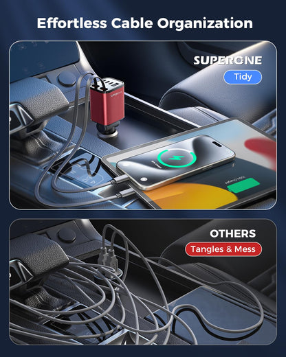 6 in 1 Retractable Car Charger, SUPERONE Smaller Fast Car Phone Charger