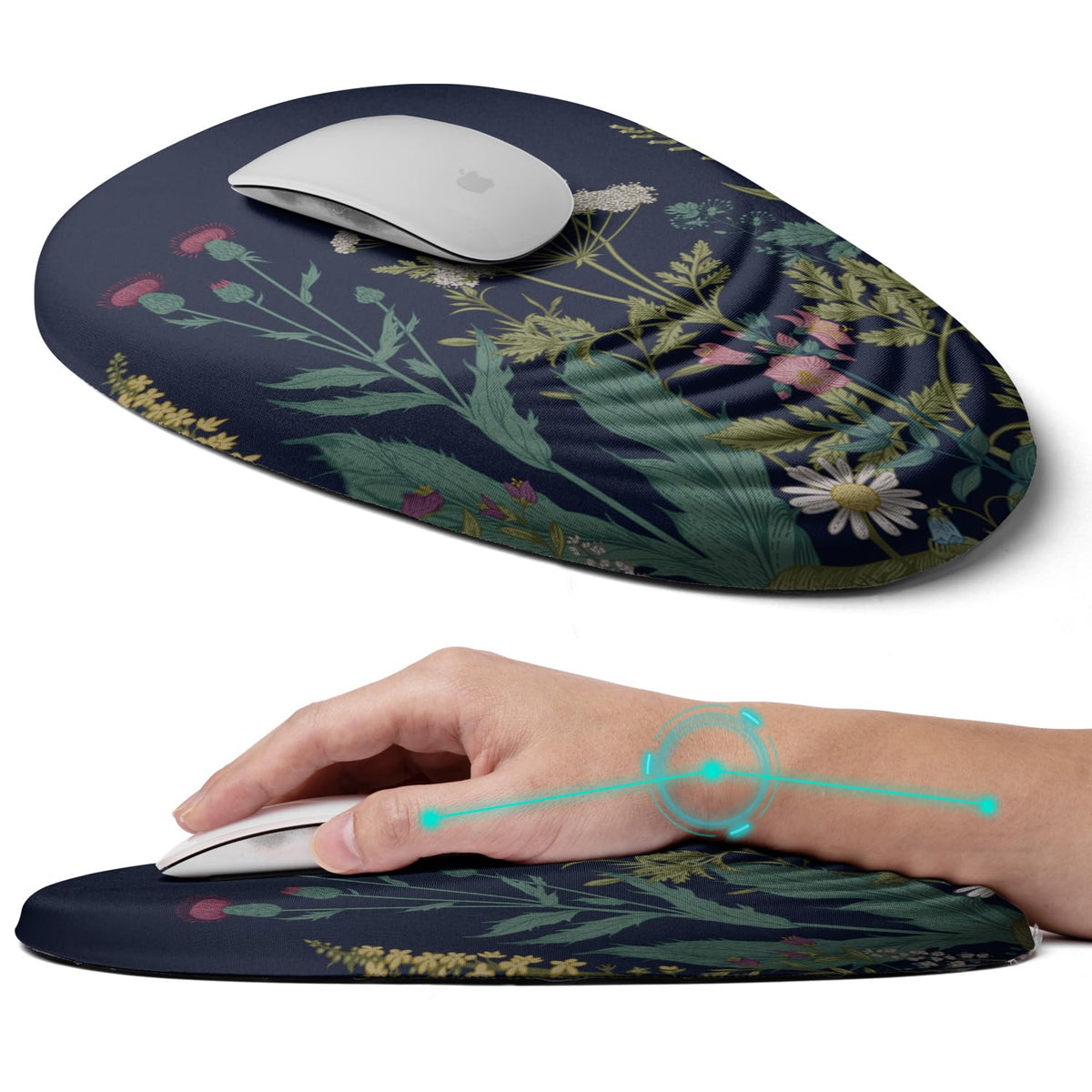 LSLXDCLJ Ergonomic Mouse Pad with Wrist Rest Support, Memory Foam & Polyurethane, Weeds