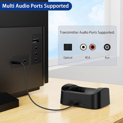 BESIGN BTH02 Wireless Headphones for TV Watching with Bluetooth Transmitter Charging Dock, TV Headphones Wireless for Seniors, Bluetooth Headsets, 100ft Range No Audio Delay