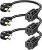 DEWENWILS 1FT Short Extension Cord, Flat Head Extension Cord Indoor with 3 Prong, Low Profile Power Cable SJT 14 AWG Flexible Power Cord for Home Kitchen, ETL Listed, 3 Pack