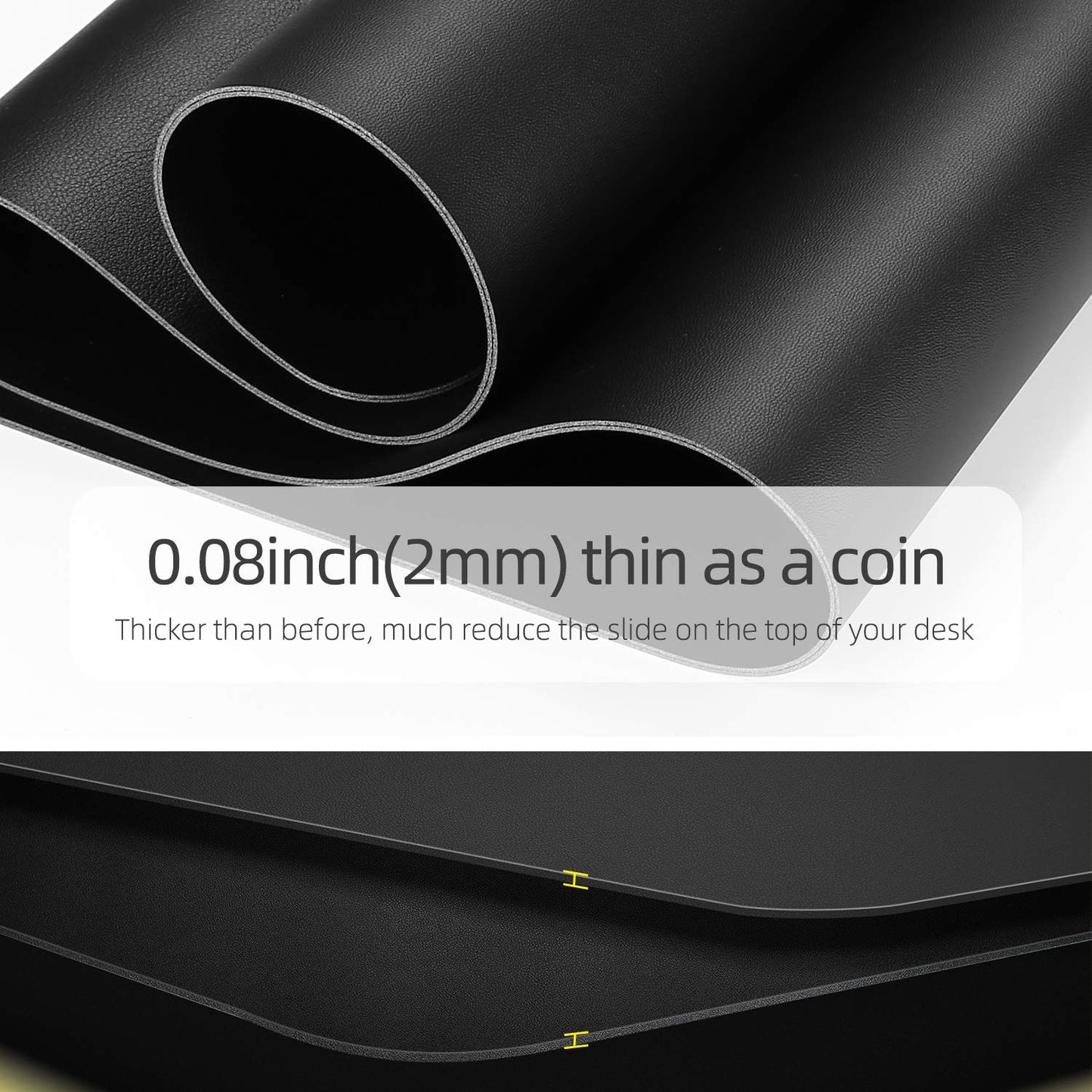 YSAGI Dual-Sided Desk Pad Protector, Desk Mat with Non-Slip - Waterproof PU Leather Office Desk Blotter for Mouse, Keyboard, Writing,31.5" x 15.7", Black