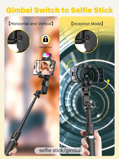 Gimbal Stabilizer for Smartphone,2-axis stabilizer Without APP face Tracking,4 in 1 Portable Phone Tripod,stabilizer for iPhone& Android,108CM Extension Rod,AOCHUAN M2PRO Black