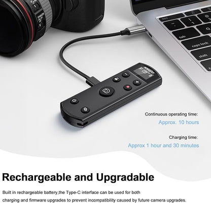 for Fujifilm Rechargeable Camera Remote Control Wireless Shutter Release Compatiable with Fuji X-T30 II, X-S10, X100VI, X-H2S, X-H2, X-T5, X-T4, X-T3, X-S20, X-T50, X-T30, X-M5, X-E5, X Half(Black)