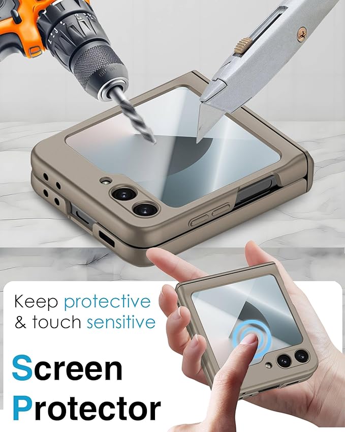 STORMTAL for Samsung Galaxy Z Flip 6 Case/Z Flip 7 FE Case, Hinge Protection, Built-in Screen Protector, Wireless Charging, Slim Rugged Phone Protective Case for Galaxy Z Flip 6