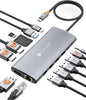 NOVOO USB C Docking Station Dual Monitor for Laptop, 14 in 1 Hub Adapter Thunderbolt 3 to Dual 4K60 HDMI+8K30 DP USB C/A Data 100W PD RJ45 SD/TF