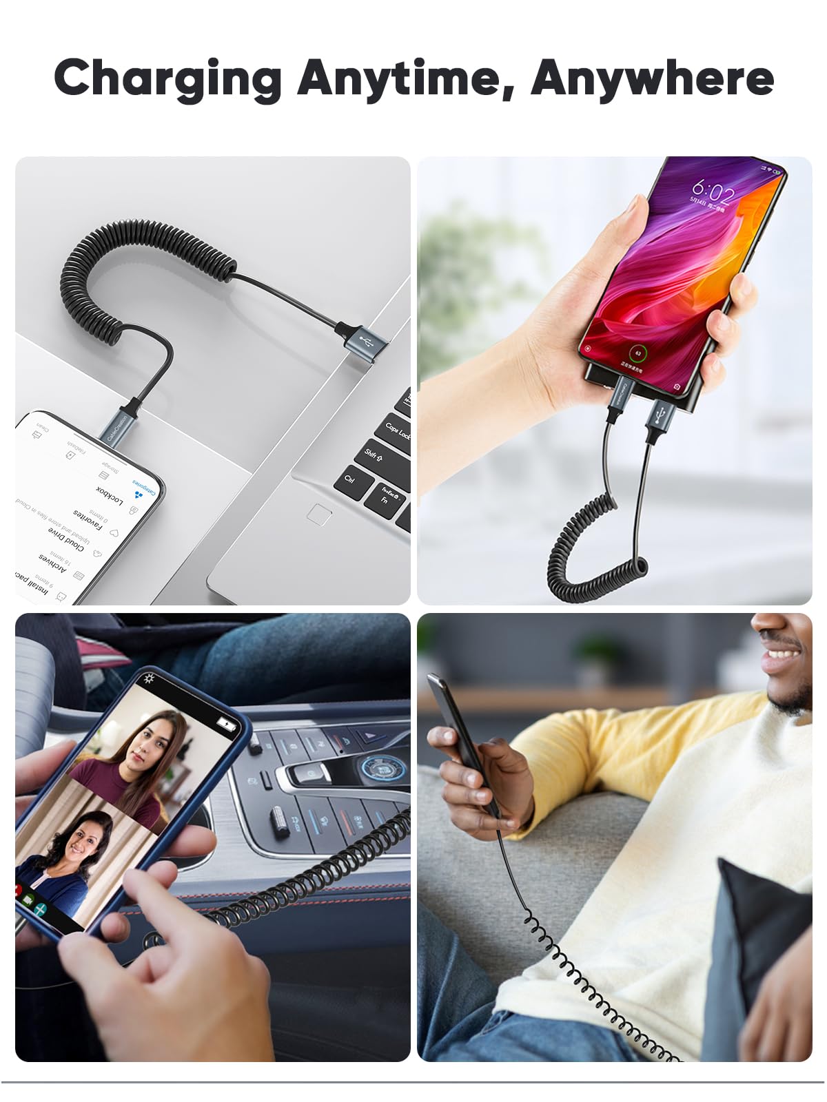 CableCreation Coiled USB C Cable for CarPlay & Android Auto