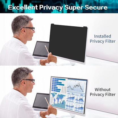 Computer Privacy Screen Filter 24 Inch, 9H Hardness Hanging Computer Screen Privacy Shield Compatible with 23.6,23.8 inch for 16:9 Widescreen Monitor, Eye Protection and Blue Light Blocks