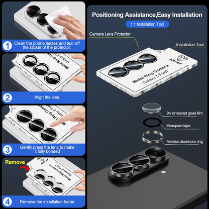 Avocase for Samsung Galaxy Z Fold 7 Camera Lens Protector, Individual Metal Ring Tempered Glass Lens Cover, [Strong Adsorption] Scratch Resistant Ultra-Thin HD Clear Lens Cover, 1 Set-Black Ring