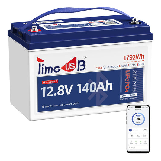 12V 100Ah RV LiFePO4 Battery Group 24, Timeusb 12.8Volt Lithium Battery with 100A BMS, Up to 15000 Deep Cycle Battery for RV Camper, Solar, Trolling Motor, Marine, Travel Trailer, Energy Storage