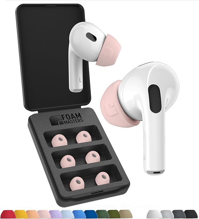 Foam Masters Ultra-Premium Memory Foam Ear Tips for AirPods Pro 1st & 2nd Gen | 3 Pairs | Black Magic Ver 6.0 | Secure | Comfort | Better Noise Cancel | Replacement Buds – Crystal Pink, Medium