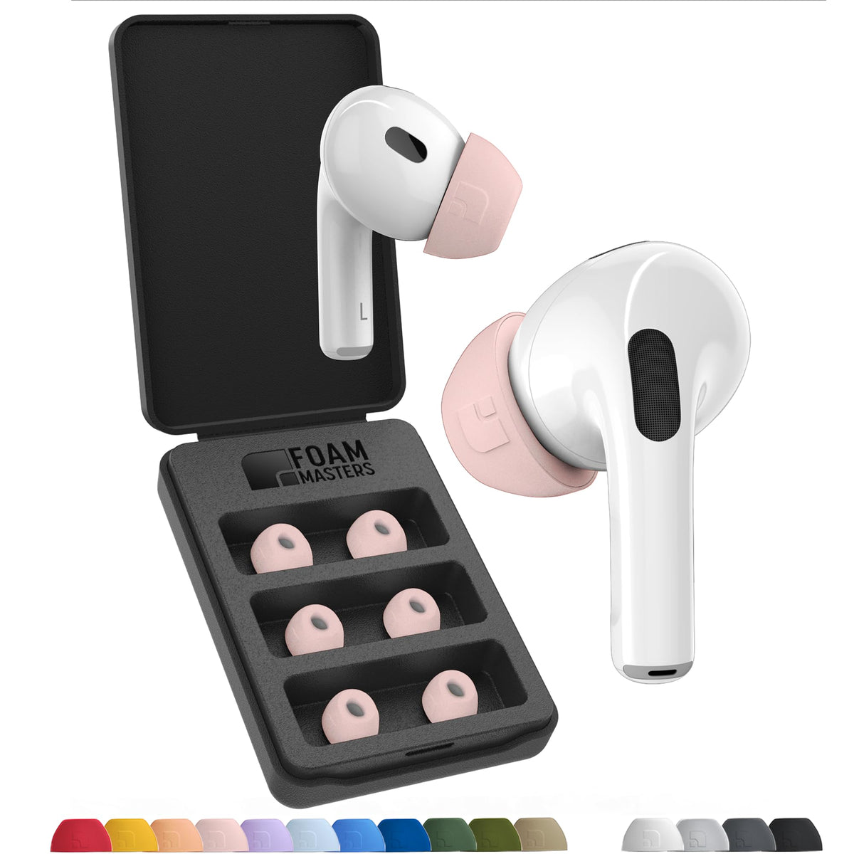 Foam Masters Ultra-Premium Memory Foam Ear Tips for AirPods Pro 1st & 2nd Gen | 3 Pairs | New Ver. | Secure Fit | Super Comfort | Better Noise Cancel | Replacement Buds (Small, Blue)