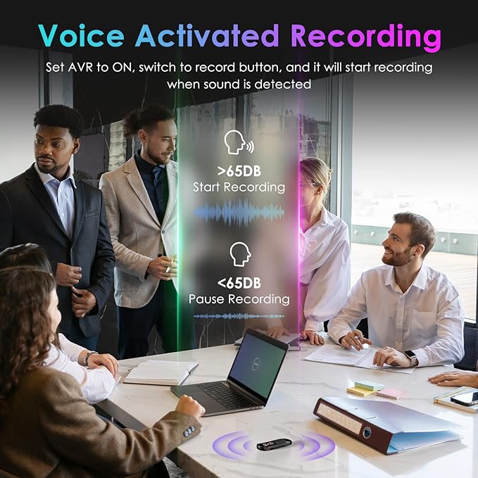 55GB Digital Voice Recorder, Vandlion Recording Device with AI Noise Reduction, 1536Kbps Crystal Audio & Password Protection for Conference/Lectures/Classroom/Interviews