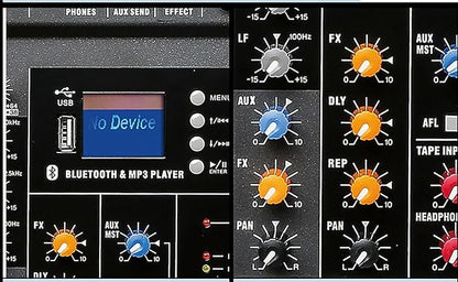Pro 12 Channels Live Audio Mixer Bluetooth USB DJ Sound Mixing Console with 3 Stage Equalization Regulate 6 Modes Of Music for Family Ktv,Campus Speech,Meeting