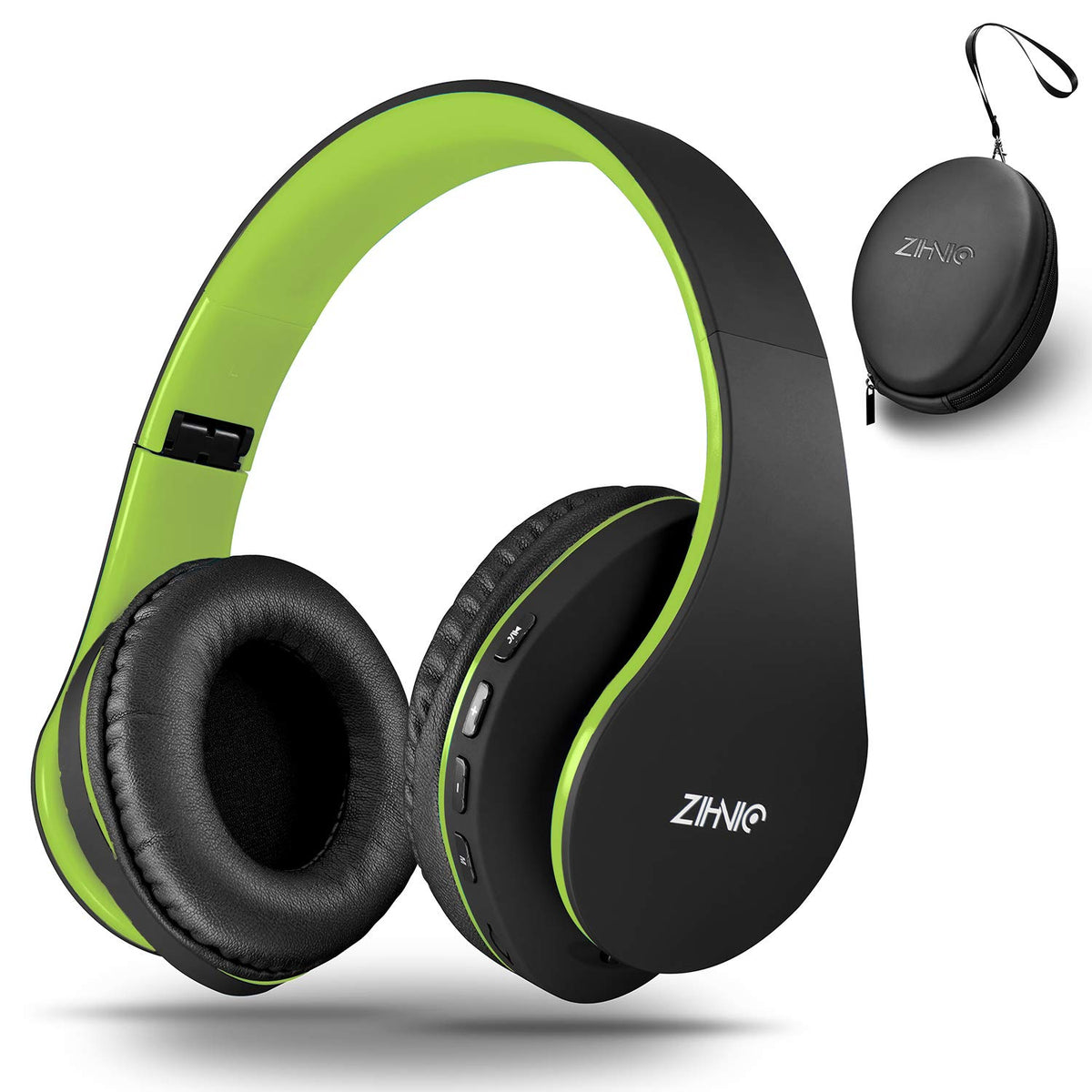 ZIHNIC Bluetooth Headphones Over-Ear, Foldable Wireless and Wired Stereo Headset Micro SD/TF, FM for Cell Phone,PC,Soft Earmuffs &Light Weight for Prolonged Wearing (Black)