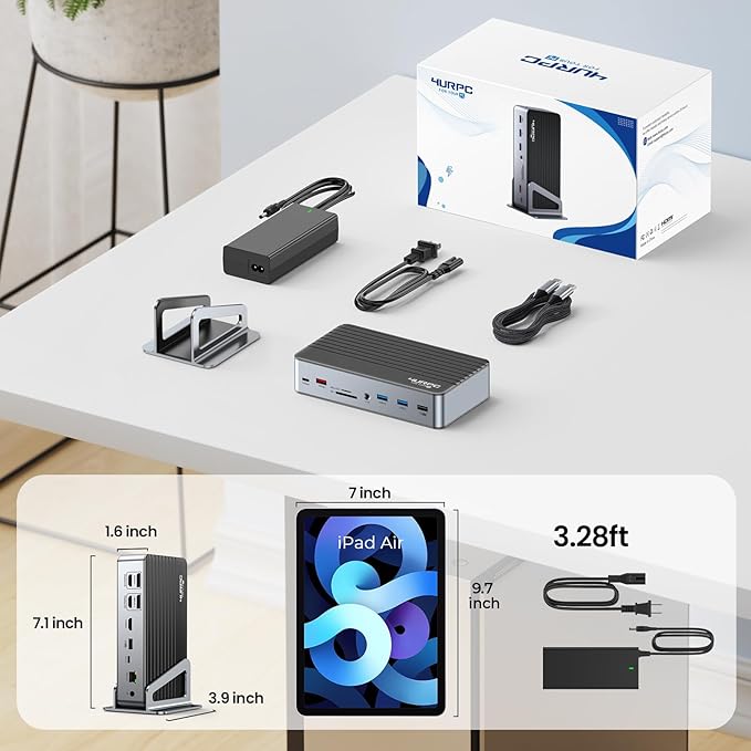 DisplayLink Docking Station Triple 4K@60Hz Monitor with 120W Power Adapter, Laptop Dock for Thunderbolt 5/4/3, USB C M1/M2/M3/M4 MacBook/Windows(Single 8K)/Chrome(3 HDMI, 2 DP, 6 USB, Ethernet)
