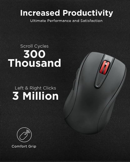 Lenovo USB-C Silent Mouse (WL500) - Silent Buttons, Ambidextrous Grip, Adjustable DPI, Plug-and-Play 2.4G Receiver Computer Mouse, Black