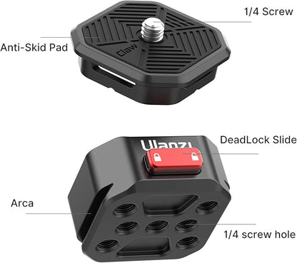 Upgrade Claw Quick Release Plate Camera Mount w Arca Swiss Slot, 1/4" Screw DSLR Stabilizer Adapter Compatible with DJI OSMO 360/OSMO Pocket 3/Insta 360 x 5/Sony/Zhiyun/DJI Gimbal/Slider/Tripod Plate