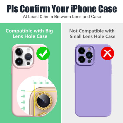 AGVEE 16 Pro & Max 3+3 6 Pack for iPhone 13 6.1" / 13 Mini 5.4" Camera Lens Protector, Bling Diamond & Bling Glitter Metal Ring 9H Tempered HD Glass Camera Cover Film, Glitter-Desert