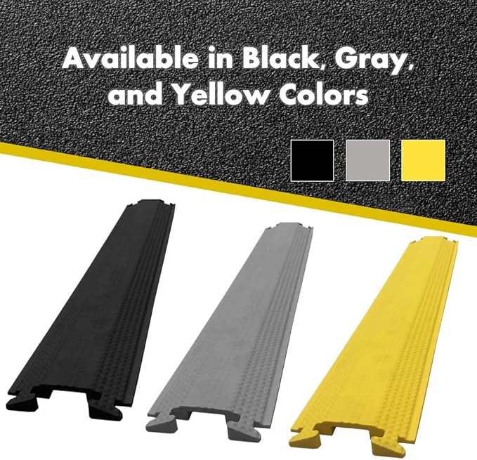Kable Kontrol Drop Over Floor Cord Cover – 60” Inch Long 1 Channel Cable or Wire Protector – 270 Pcs Bulk Pack - Rubber Ramp for Indoor and Outdoor Use – Black