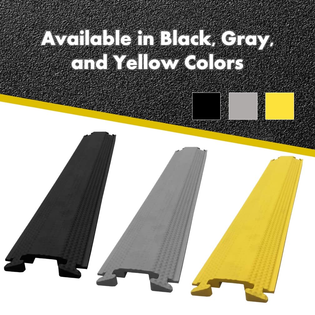 Kable Kontrol Drop Over Floor Cord Cover – 36” Inch Long 1 Channel Cable or Wire Protector – 20 Pcs Bulk Pack - Rubber Ramp for Indoor and Outdoor Use – Yellow