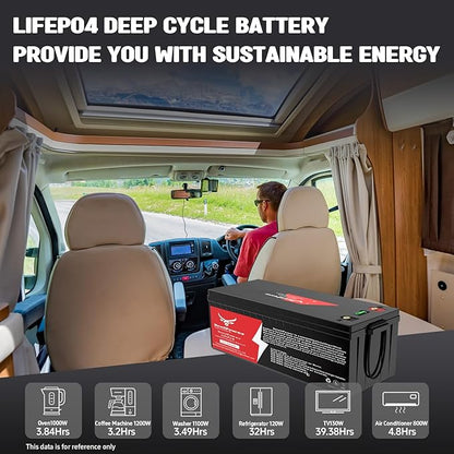 12V 600Ah Lithium LiFePO4 Battery with 250A BMS Grade A Cells Deep Cycle Rechargeable Battery,10000+ Cycles,Perfect for Golf Cart,Off Grid Applications (12.8V 600Ah)