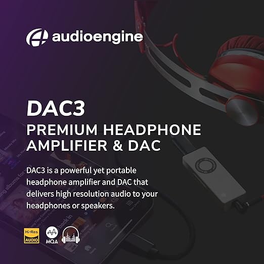 Audioengine DAC3 32-Bit Mobile Headphone Digital to Analog Converter for Hi-Res Music and Audio