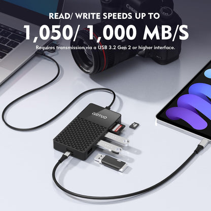YOTUO 3 in 1 Portable SSD 500GB, Up to 1050MB/s, USB-C External Solid-State Drive with Multi-Port USB 3.2 Hub, SD/TF Card Reader. Docking Station with PC/Mac/laptop/iPhone 17/Windows/Android/Linux/iOS