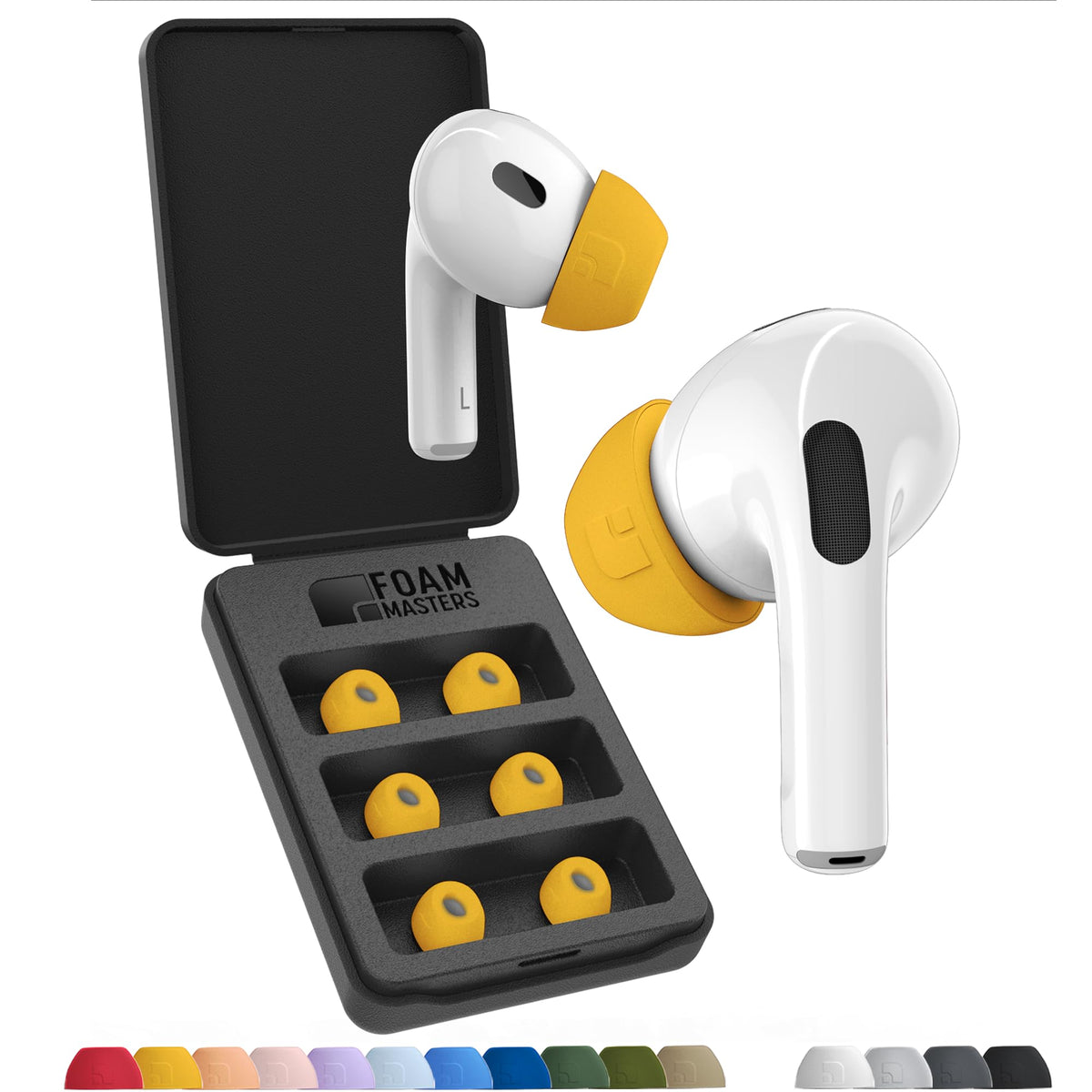Foam Masters Ultra-Premium Memory Foam Ear Tips for AirPods Pro 1st & 2nd Gen | 3 Pairs | New Ver. | Secure Fit | Super Comfort | Better Noise Cancel | Replacement Buds (Small, Blue)