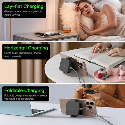 2026 for iPhone 16 Pro Max 3 in 1 Foldable Wireless Charging Station for MagSafe Magnetic Charger, Travel Stand 20W Charge Multiple Devices for iPhone 16/15/14/12/11/X-Apple iWatch Ultra/SE AirPods