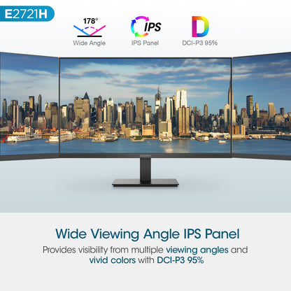KOORUI 27 Inch QHD (2560x1440) IPS HDR Ultra-Thin Computer Gaming Monitor, 120Hz Refresh Rate, DCI-P3 95%, FreeSync & G-Sync, 1ms MPRT, VESA 100x100mm, Tilt Adjustable for Game and Work, E2721H