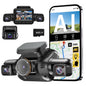 HUPEJOS AI 4K Dash Cam Front and Rear, 4 Channel 360° View Camera for Car