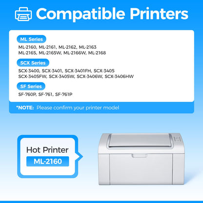 MLT-D101S Toner Cartridge Black 2-Pack High-Yield Replacement for Samsung MLT-D101S D101S Compatible with Samsung ML-2160 ML-2161 ML-2166W ML-2168 SCX-3400 SCX-3405FW SCX-3406W SF-760P Laser Printers