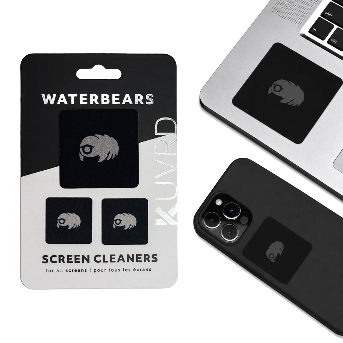 KUVRD Waterbear - Electronic Screen Cleaner Pads, Single Patch Set