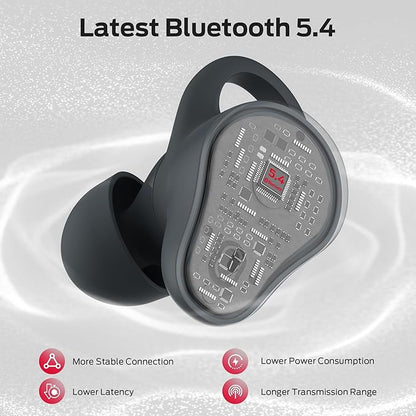 Monster N-Lite 210 Wireless Earbuds, Bluetooth 5.4 in-Ear Stereo Headphones, Built-in Mic for Crystal Clear Call, 32H Playtime, Type-C Charging, Waterproof in-Ear Ear Buds Earphones for Sports, Grey