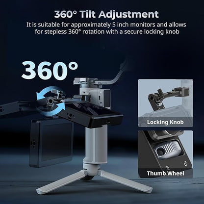 SmallRig Adjustable Camera Monitor Mount with Quick Release NATO Clamp, Cold Shoe Mount, Anti-Twist Design for DJI RS 4 Mini/RS 2 / RSC 2 / RS 3 / RS 3 Pro/RS 3 Mini - 5337
