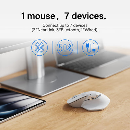 Rapoo MT760 PRO Wireless Mouse, NearLink + Bluetooth 5.0 Multi-Device, 12K DPI, 2K Polling, Ergo for Work & Gaming, 11 Programmable Buttons, On-Board Memory, Quiet Clicks, USB-C, 120 Days Battery Life